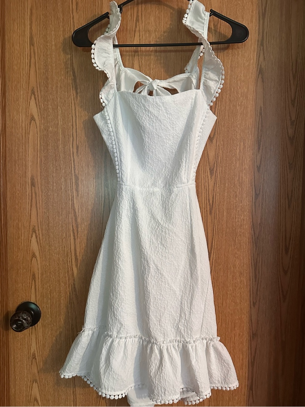 SHEIN White Mini Sundress with Ruffle Straps